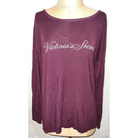 Purple/PLUM VICTORIA'S SECRET Long sleeve shirt.  V back.  NO SIZE TAG PLEASE SE - Picture 1 of 4